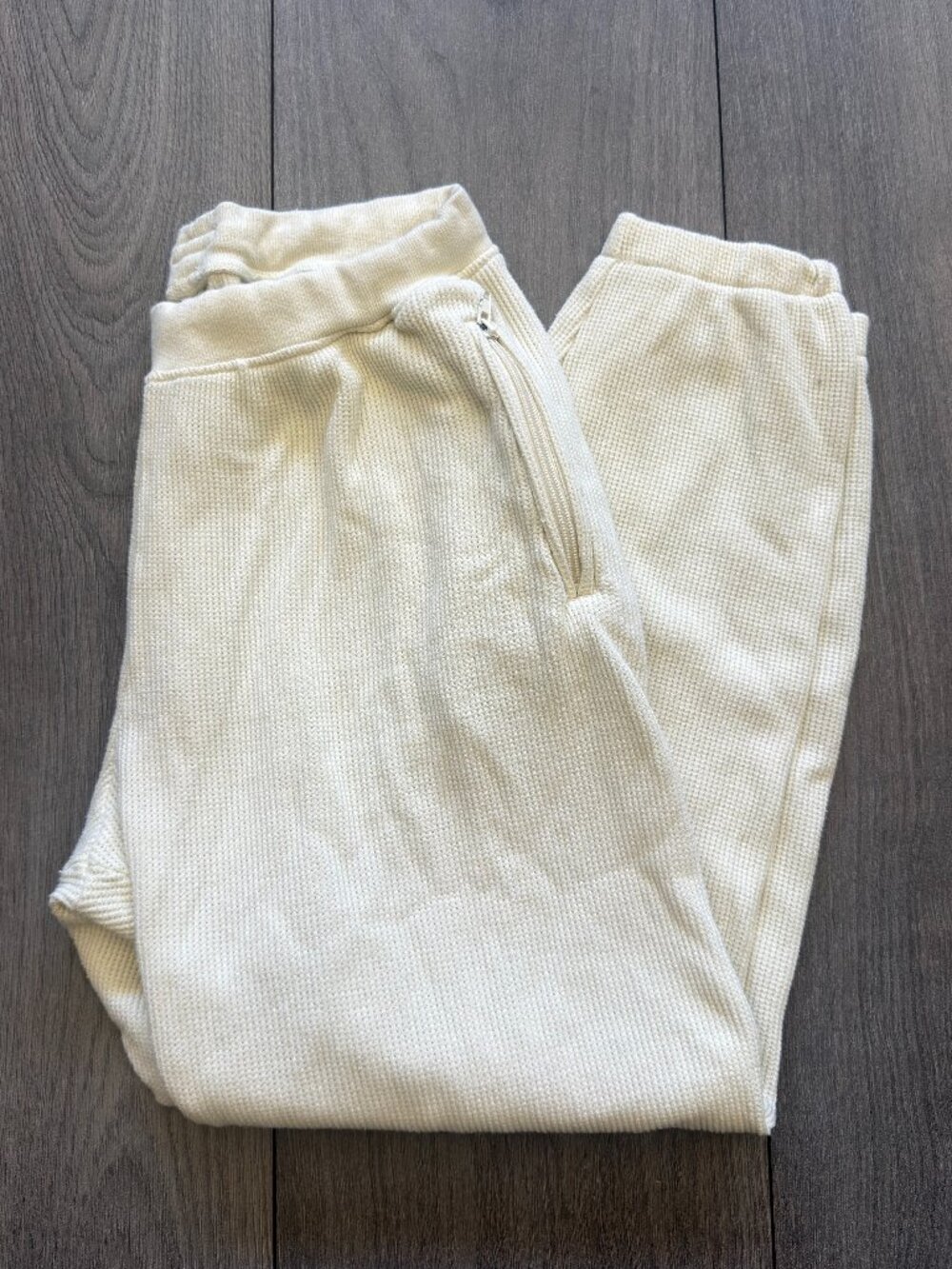 Skims Waffle Jogger Lounge Pants in Off White/Cream